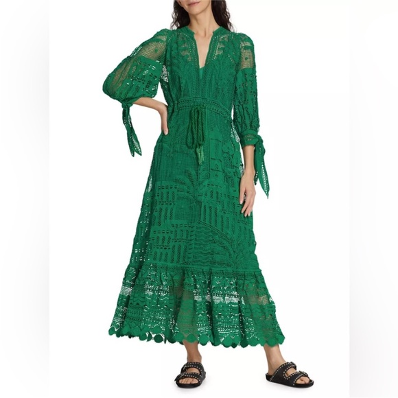 FARM Rio Dresses & Skirts - FARM RIO Miranda Boa Guipire Dress Green NWT size large